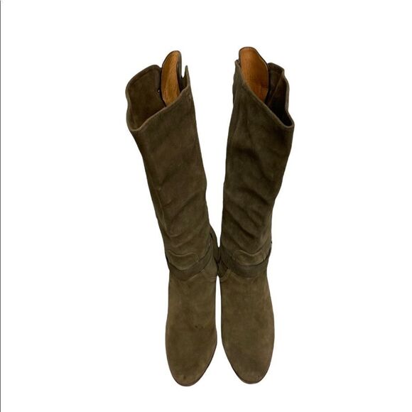 COACH Suede Beverly Tall Heeled Boots Sage Green 9 - Picture 6 of 10